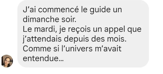 Capture Instagram : elle commence le guide un dimanche soir et reçoit le mardi un appel attendu depuis des mois.