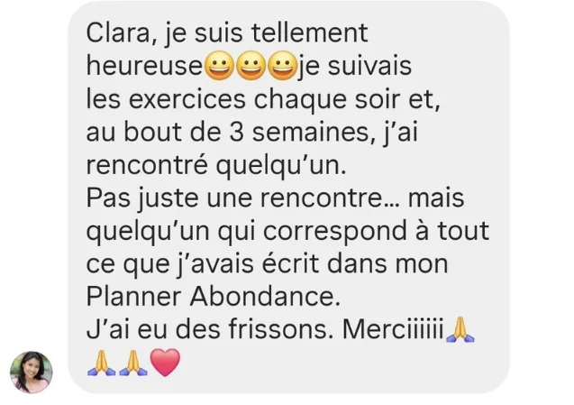 Capture Instagram : au bout de trois semaines, elle rencontre quelqu'un qui correspond exactement à ce qu'elle avait écrit dans son Planner Abondance.